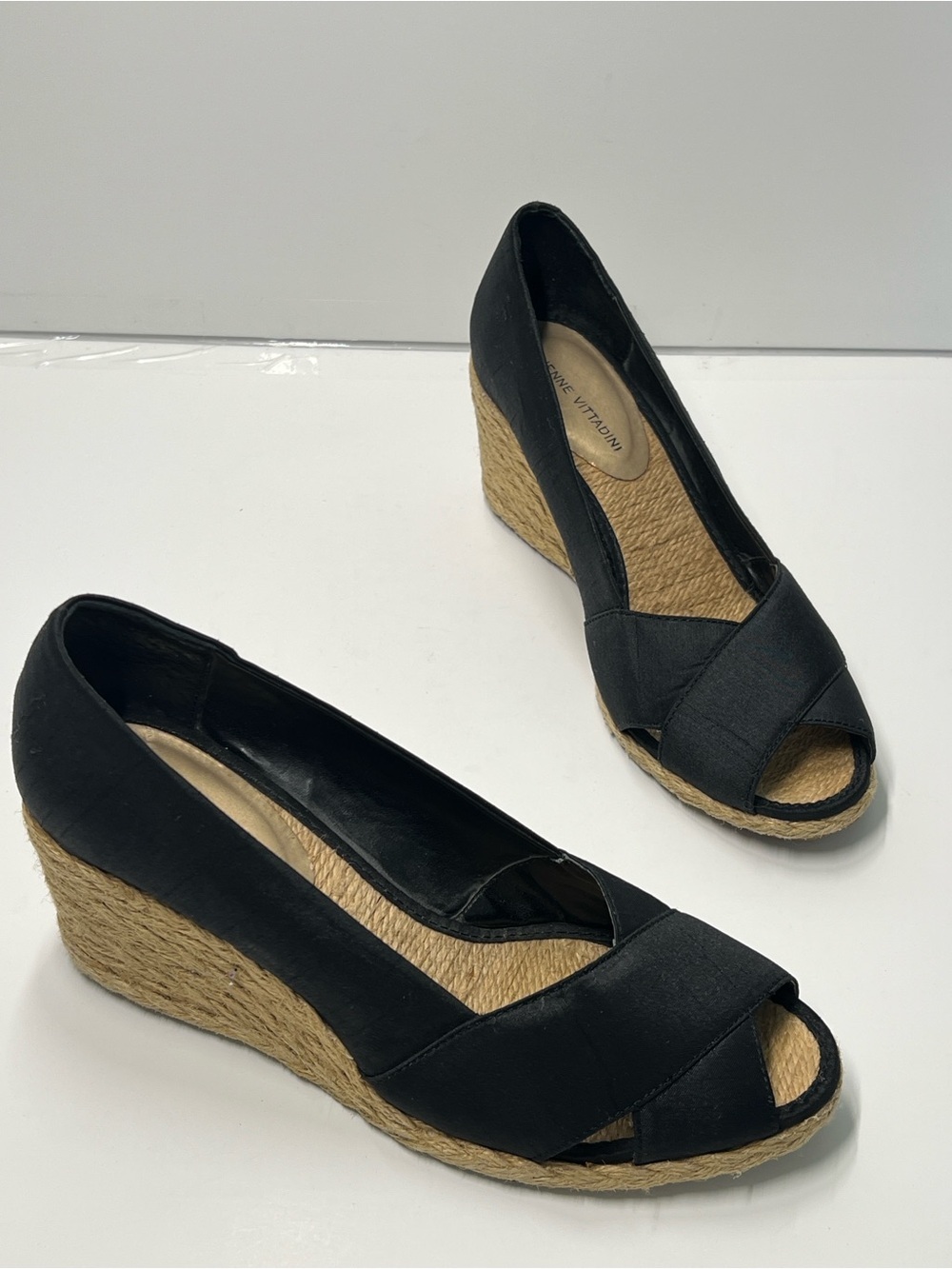 Adrienne Vittadini Women’s Size 8.5 Black Slip One Wedge Heel
